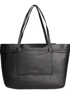Steve Madden Black Pebbled Leather Tote with Front Pocket